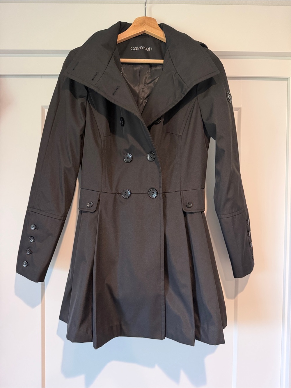 Calvin Klein Black Double-Breasted Trench Coat